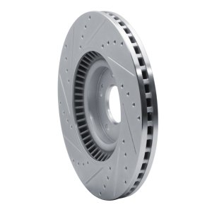 Hyundai Palisade Brake Rotor (1) - Front Right - R1 Concepts - Drilled & Slotted - Silver - `20-`25